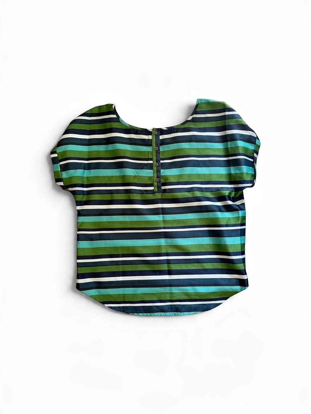 Rickis Striped Blouse in Green & Blue Size Large Like New
